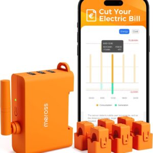 Meross Contador Inteligente Trifásico, Medidor de Energía Inalámbrico y Trifásico Con 6 Canales - Medición del sistema solar fotovoltaico, Hogar e Industrial, Home Assistant, Cloud Gratuito