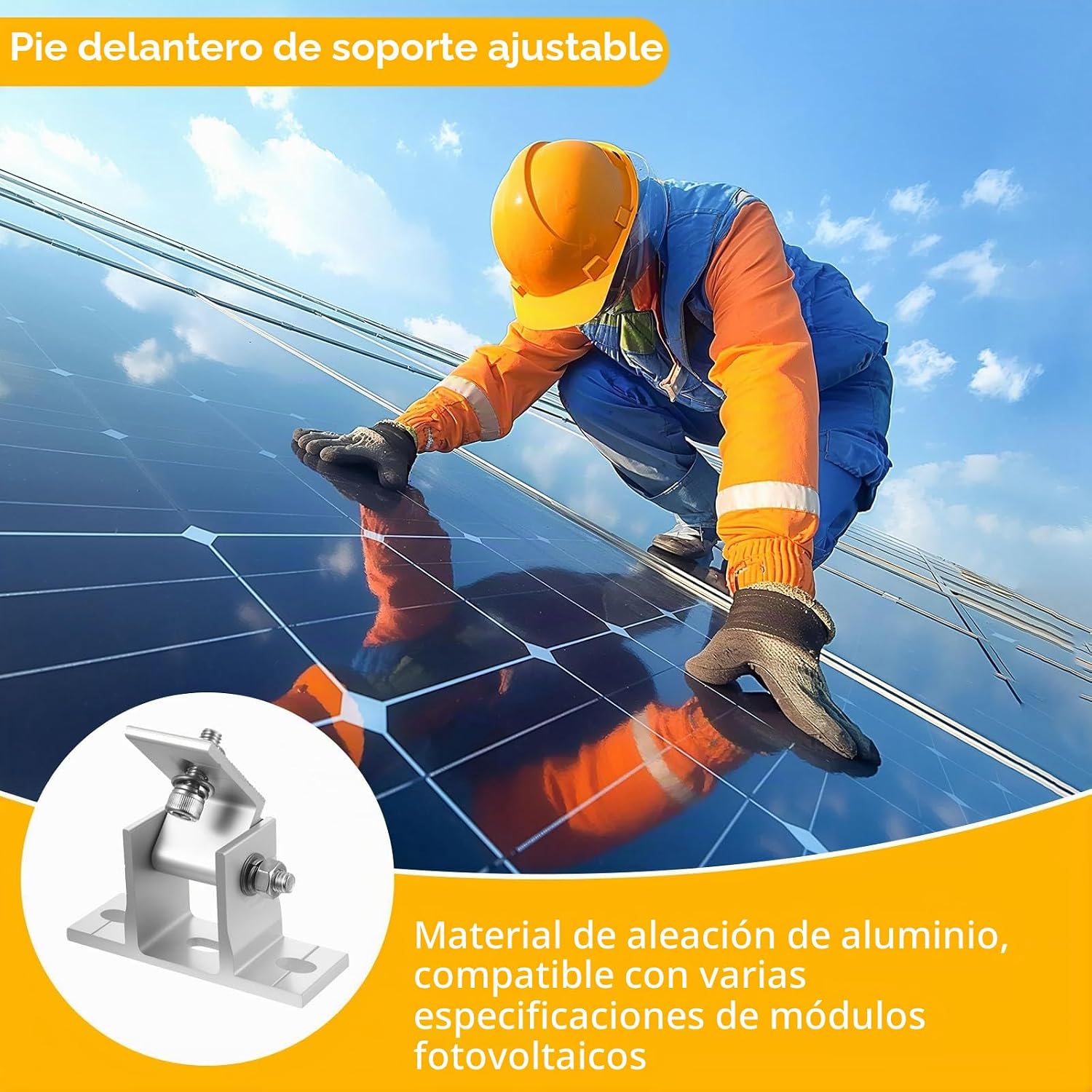 2 soportes paneles solares ajustables 10-60° montaje vehículos recreativos | Soportes regulables con accesorios, aptos para paneles y módulos solares de vehículos recreativos - Imagen 4
