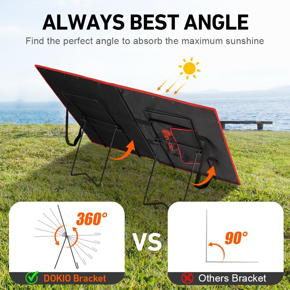 DOKIO Soporte de Panel Solar con inclinación ajustable | para paneles solares plegables - Imagen 3