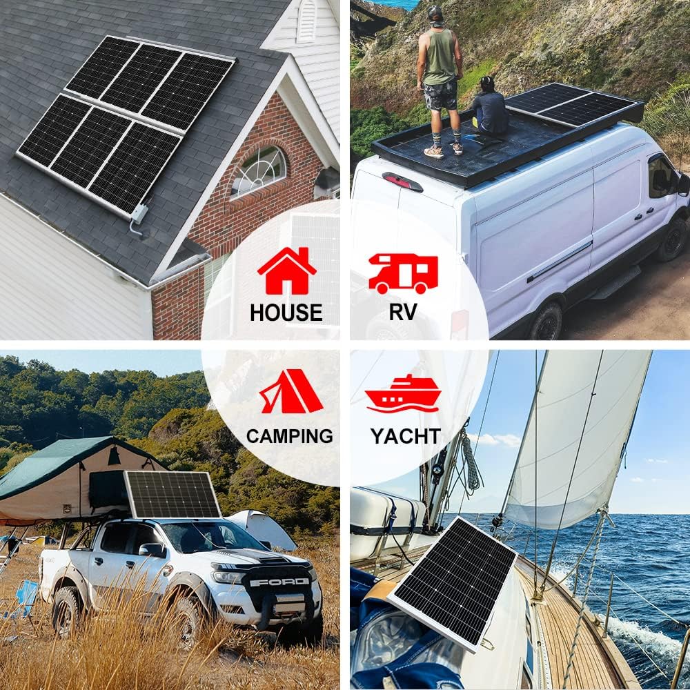 DOKIO Panel Solar 100W 12V Monocristalino Alta Eficiencia Robusto | Ideal para Autocaravana, Vivienda de Jardín, Barco, Casa, Camping - Imagen 8