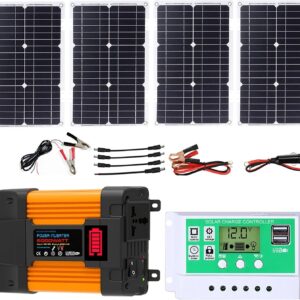 4000W 6000W Kit Completo De Inversor Solar Con Controlador De 50A Y Paneles Solares De 100W Sistema De Red Doméstica Para Sistemas De Generación De Energía Domésticos Y Exteriores(6000W,12V-220V)