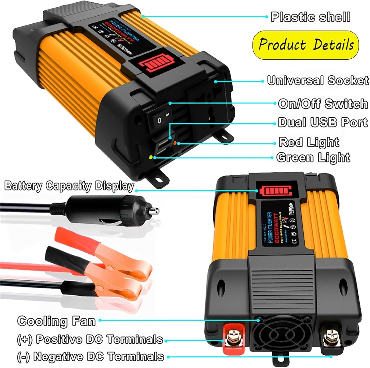 4000W 6000W Kit Completo De Inversor Solar Con Controlador De 50A Y Paneles Solares De 100W Sistema De Red Doméstica Para Sistemas De Generación De Energía Domésticos Y Exteriores(6000W,12V-220V) - Imagen 3