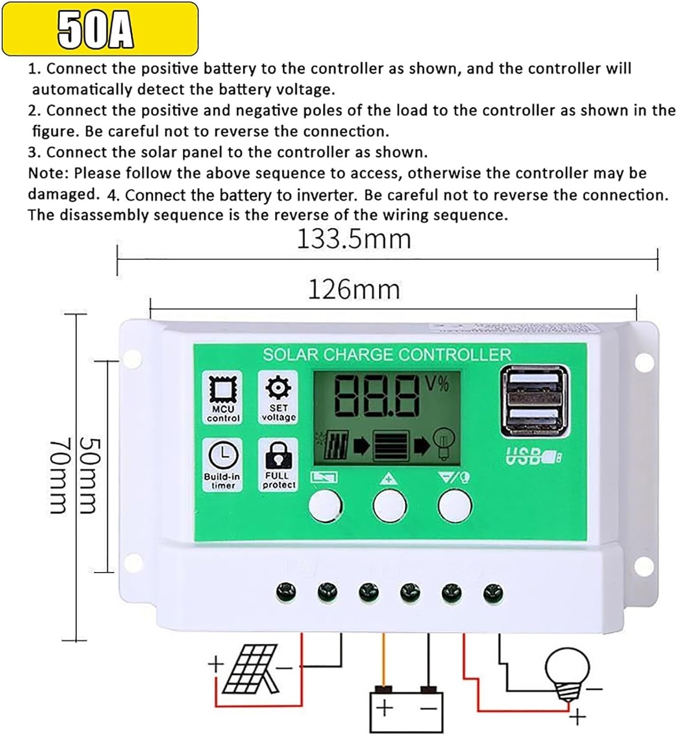 4000W 6000W Kit Completo De Inversor Solar Con Controlador De 50A Y Paneles Solares De 100W Sistema De Red Doméstica Para Sistemas De Generación De Energía Domésticos Y Exteriores(6000W,12V-220V) - Imagen 6
